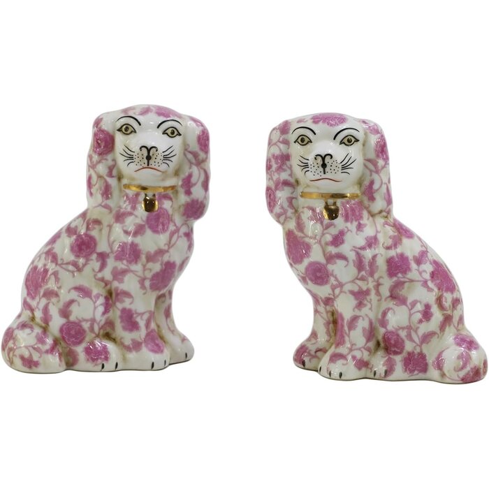 Paire de chiens en porcelaine noire peints à la main - 33% de remise