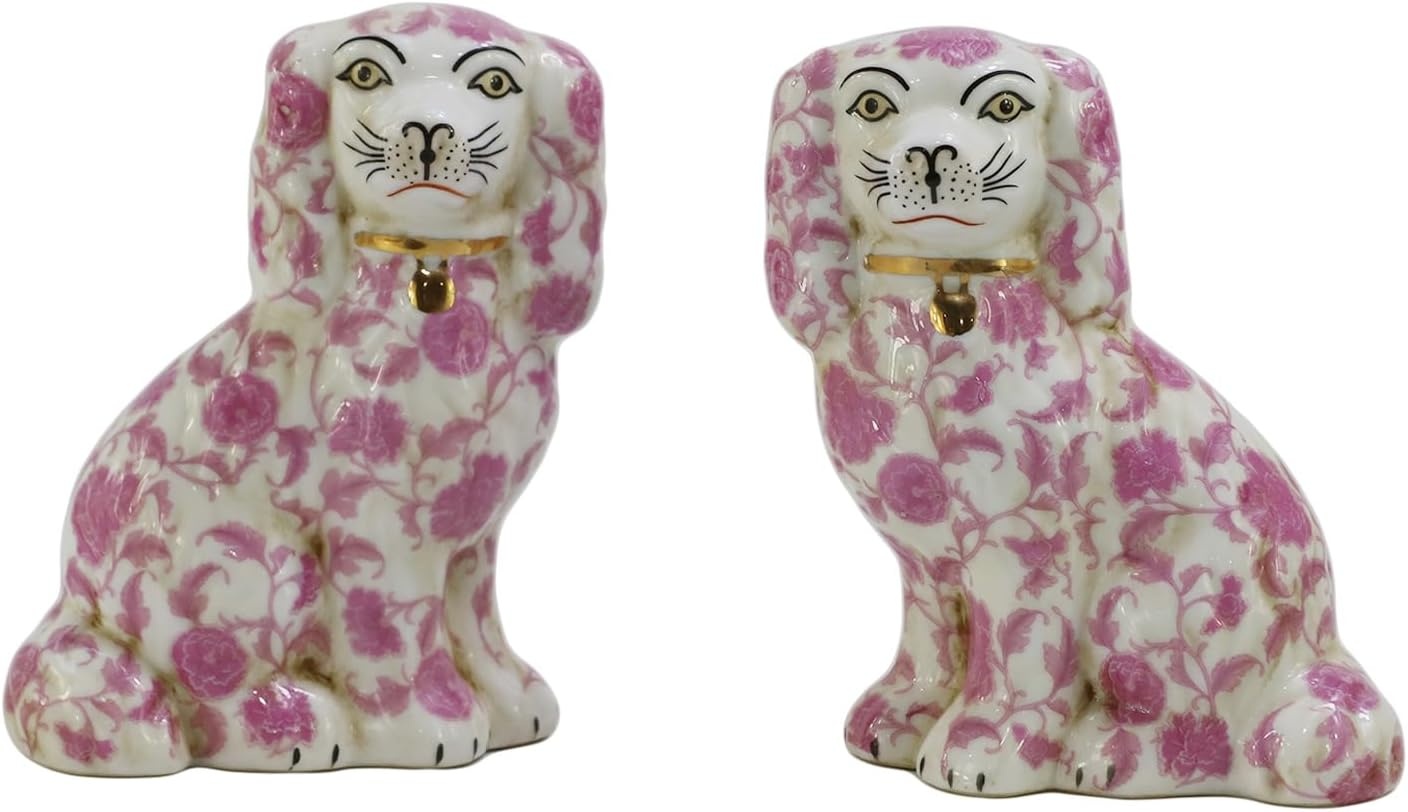 Paire de chiens en porcelaine noire peints à la main - 33% de remise