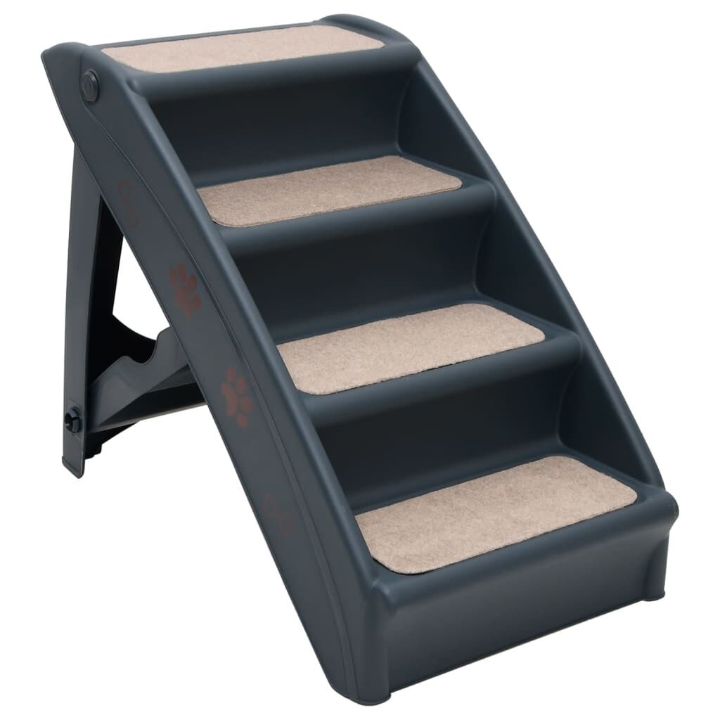 Escalier pliable pour animaux 4 marches - Gris foncé - 33% de remise