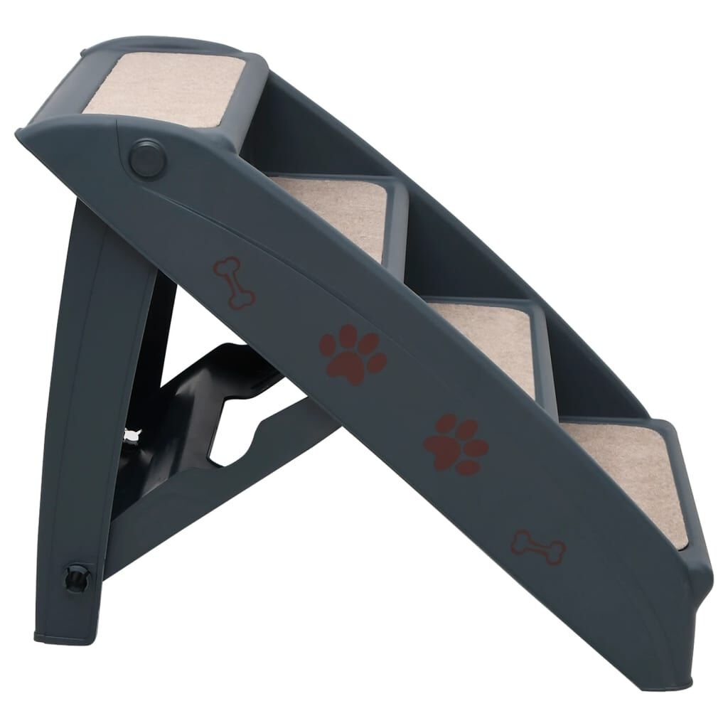 Escalier pliable pour animaux 4 marches - Gris foncé - 33% de remise