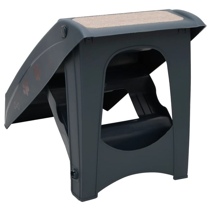 Escalier pliable pour animaux 4 marches - Gris foncé - 33% de remise