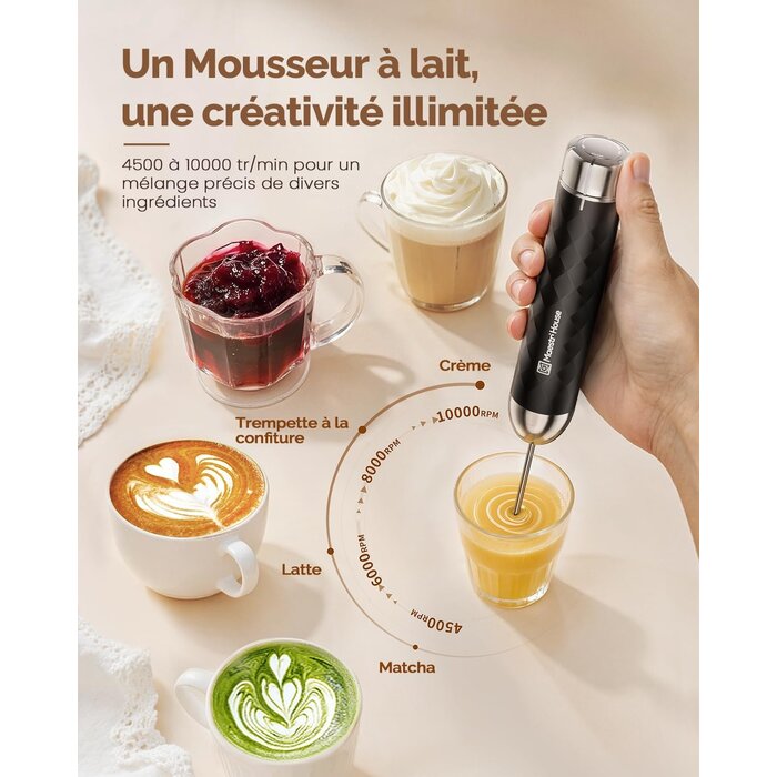 Mousseur à lait électrique rechargeable avec support - 31% de remise