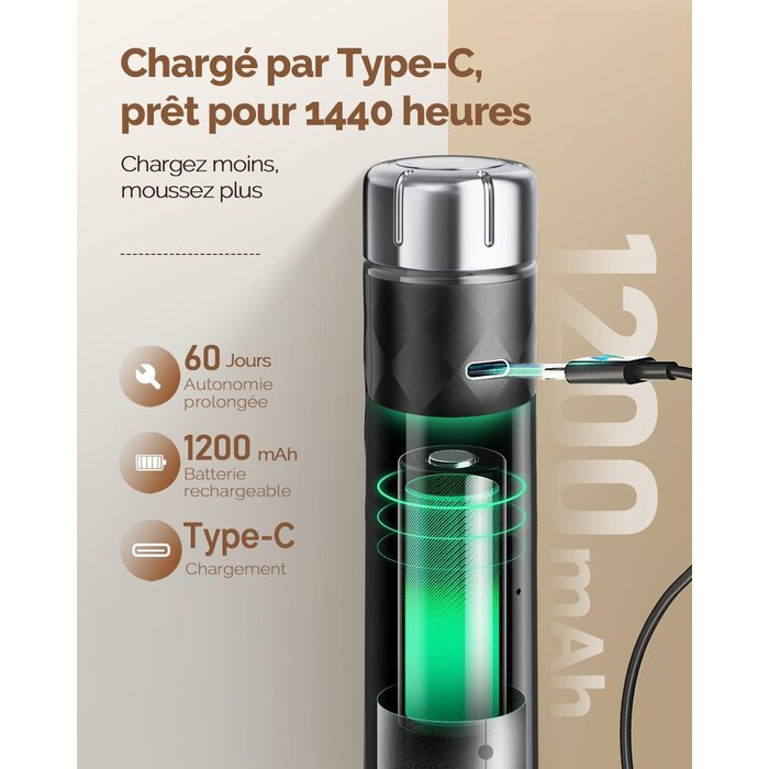 Mousseur à lait électrique rechargeable avec support - 31% de remise