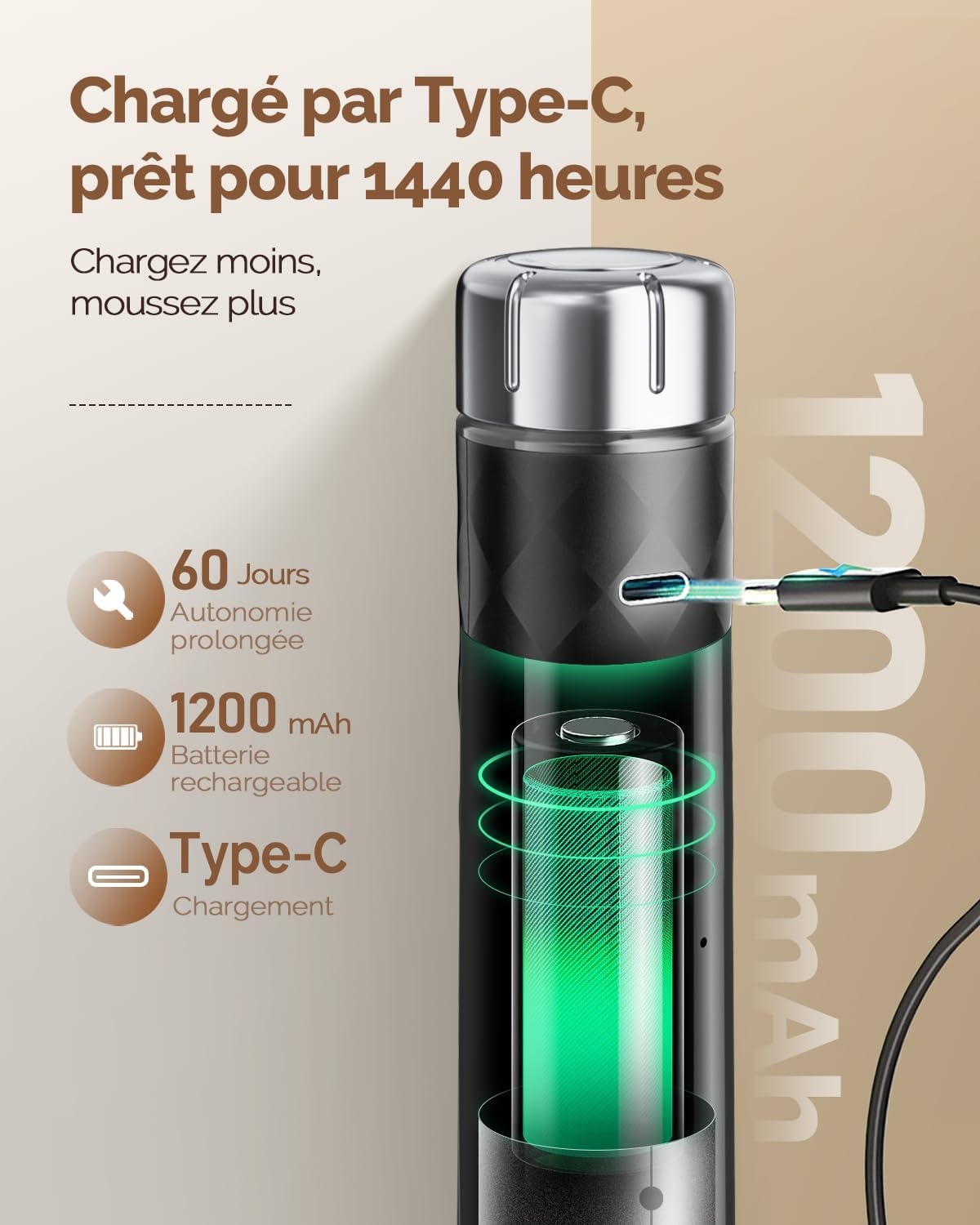 Mousseur à lait électrique rechargeable avec support - 31% de remise
