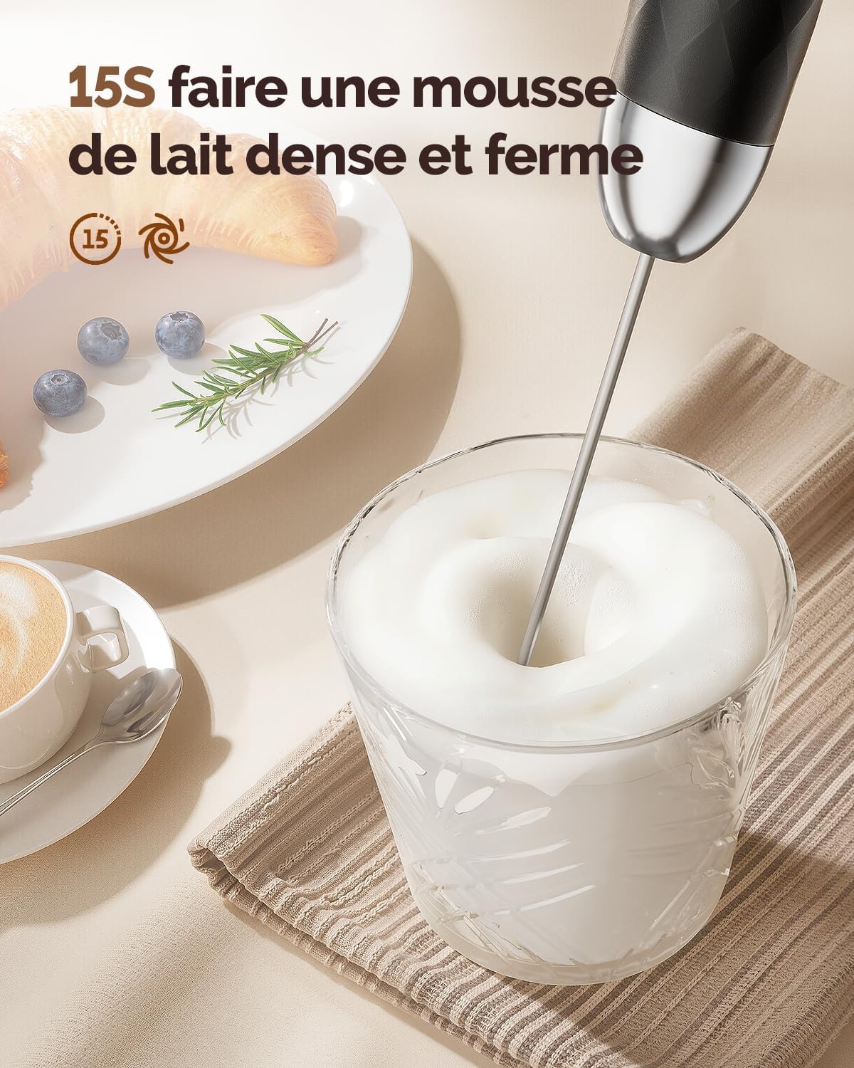 Mousseur à lait électrique rechargeable avec support - 31% de remise