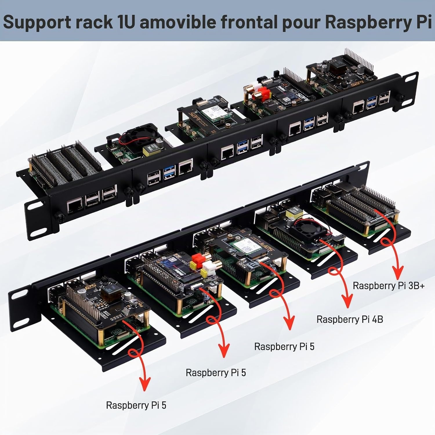 Baie de rack 19" 1U pour 5x Raspberry Pi - Métal - 33% de remise