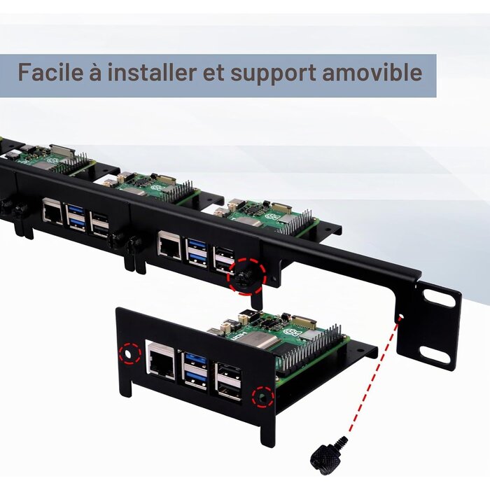 Baie de rack 19" 1U pour 5x Raspberry Pi - Métal - 33% de remise
