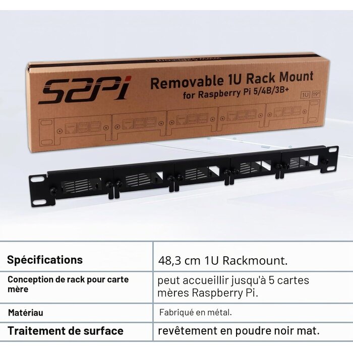 Baie de rack 19" 1U pour 5x Raspberry Pi - Métal - 33% de remise