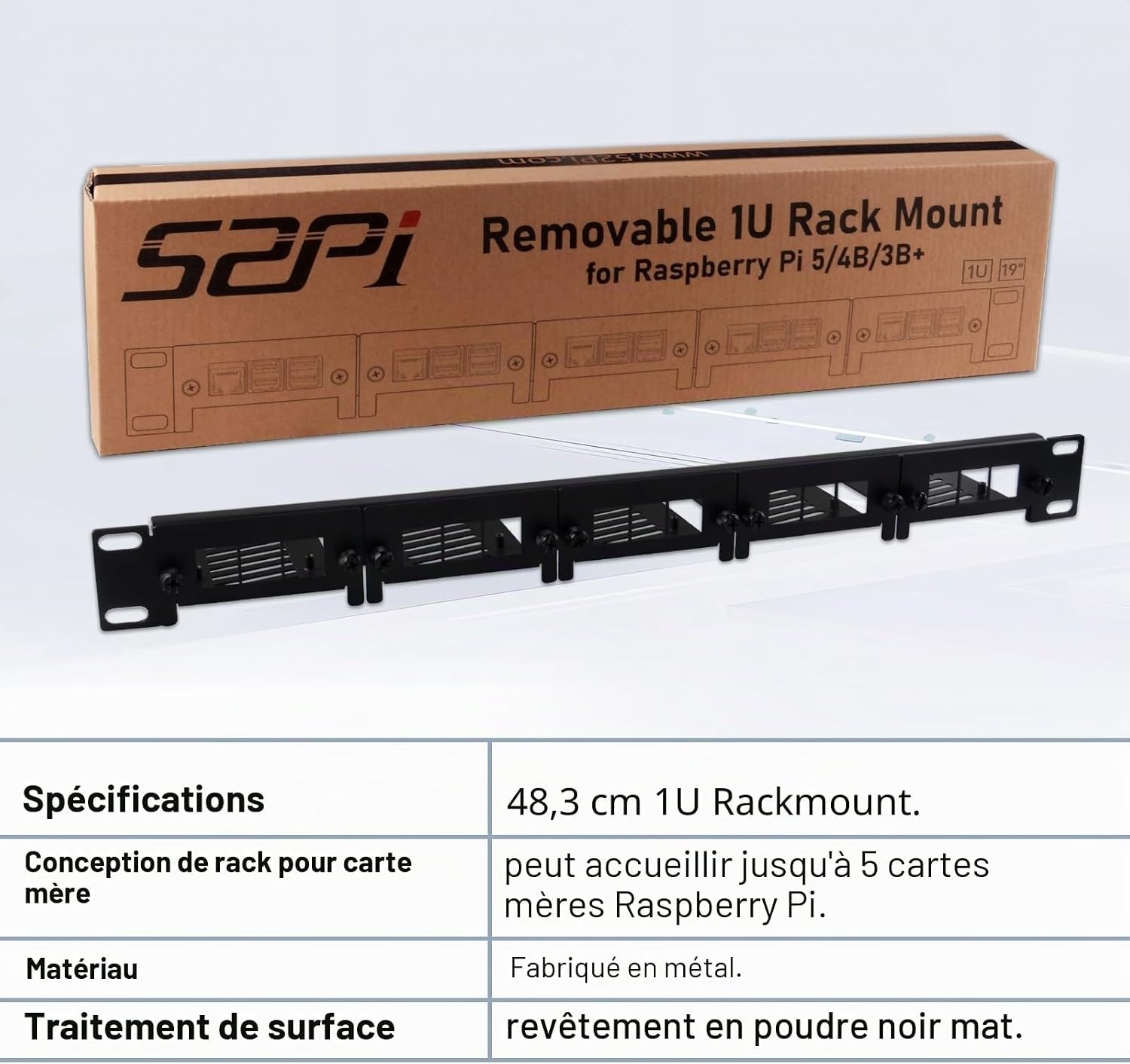 Baie de rack 19" 1U pour 5x Raspberry Pi - Métal - 33% de remise
