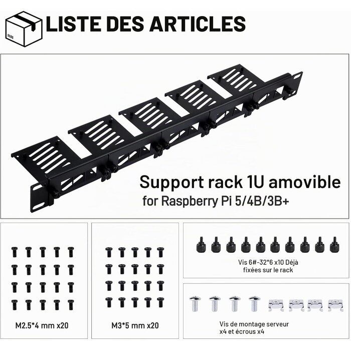 Baie de rack 19" 1U pour 5x Raspberry Pi - Métal - 33% de remise