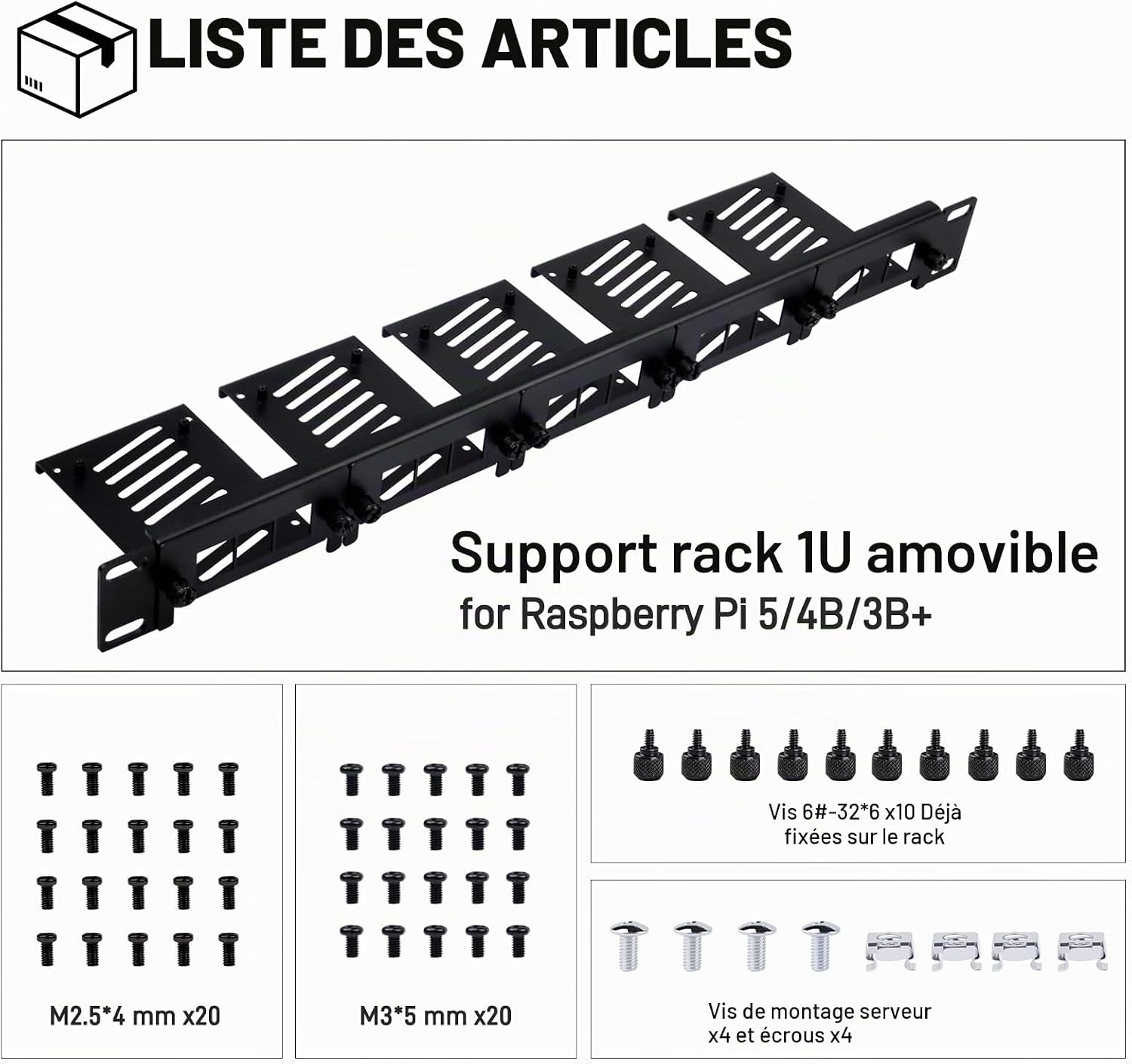 Baie de rack 19" 1U pour 5x Raspberry Pi - Métal - 33% de remise