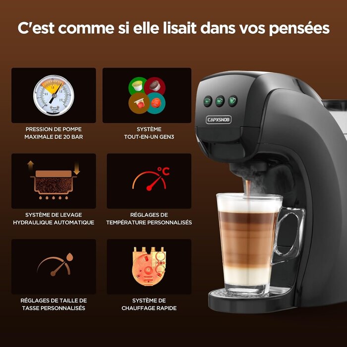 Machine à café 5-en-1 multifonction - 34% de remise - Noir