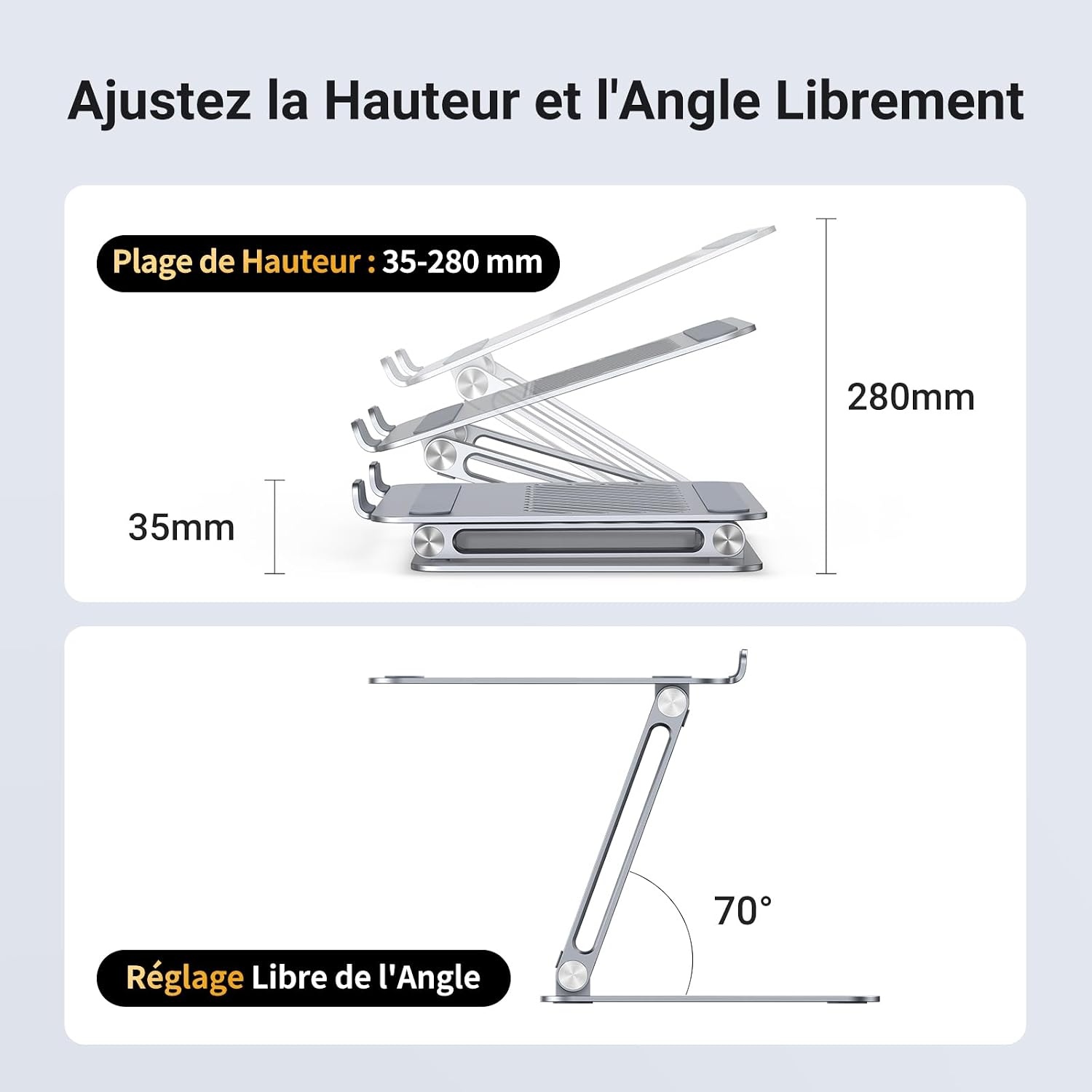 Support PC Portable Aluminium Ergonomique - 32% de remise