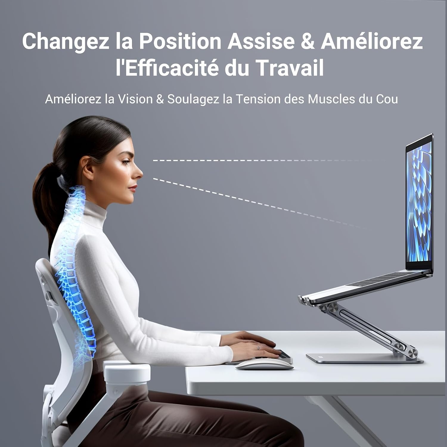 Support PC Portable Aluminium Ergonomique - 32% de remise