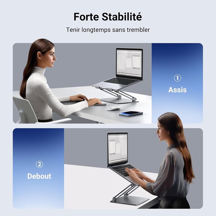 Support PC Portable Aluminium Ergonomique - 32% de remise