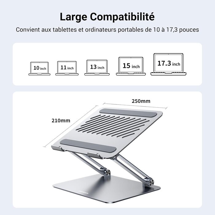 Support PC Portable Aluminium Ergonomique - 32% de remise