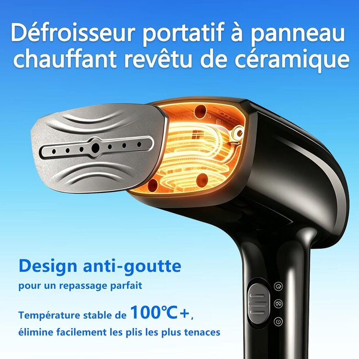 Défroisseur vapeur portable 1800W - 300ml - Noir - 33% de remise