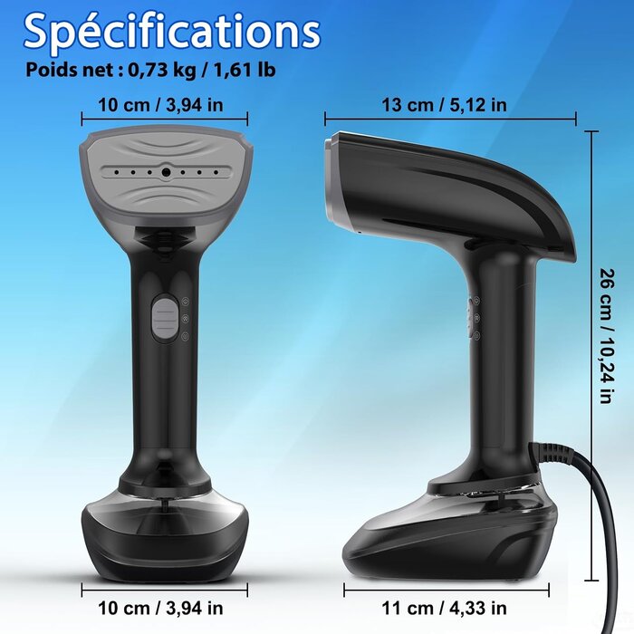 Défroisseur vapeur portable 1800W - 300ml - Noir - 33% de remise