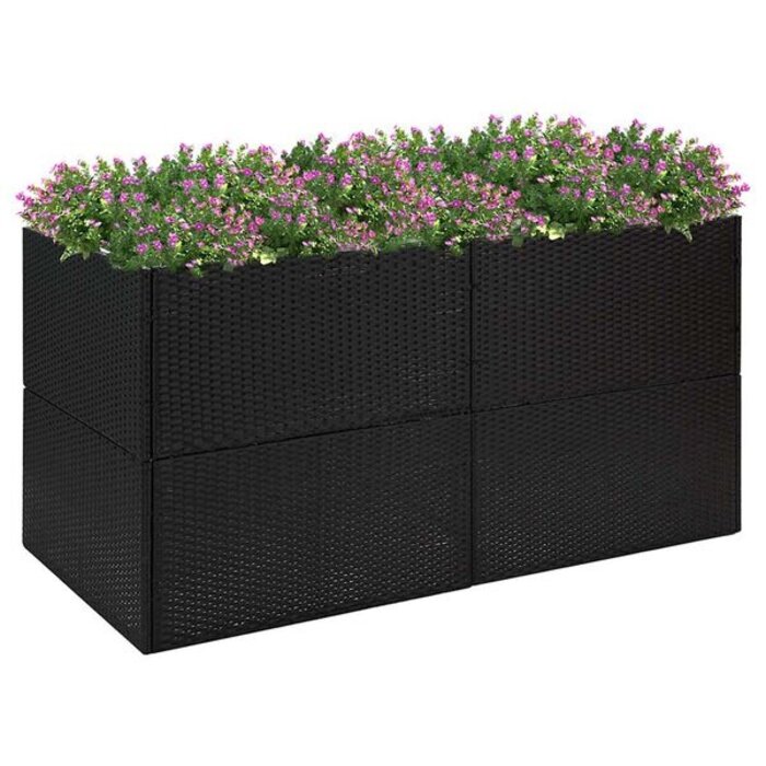 Jardinière en résine tressée noire 157x80x80 cm - 35% de remise