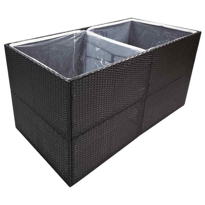Jardinière en résine tressée noire 157x80x80 cm - 35% de remise