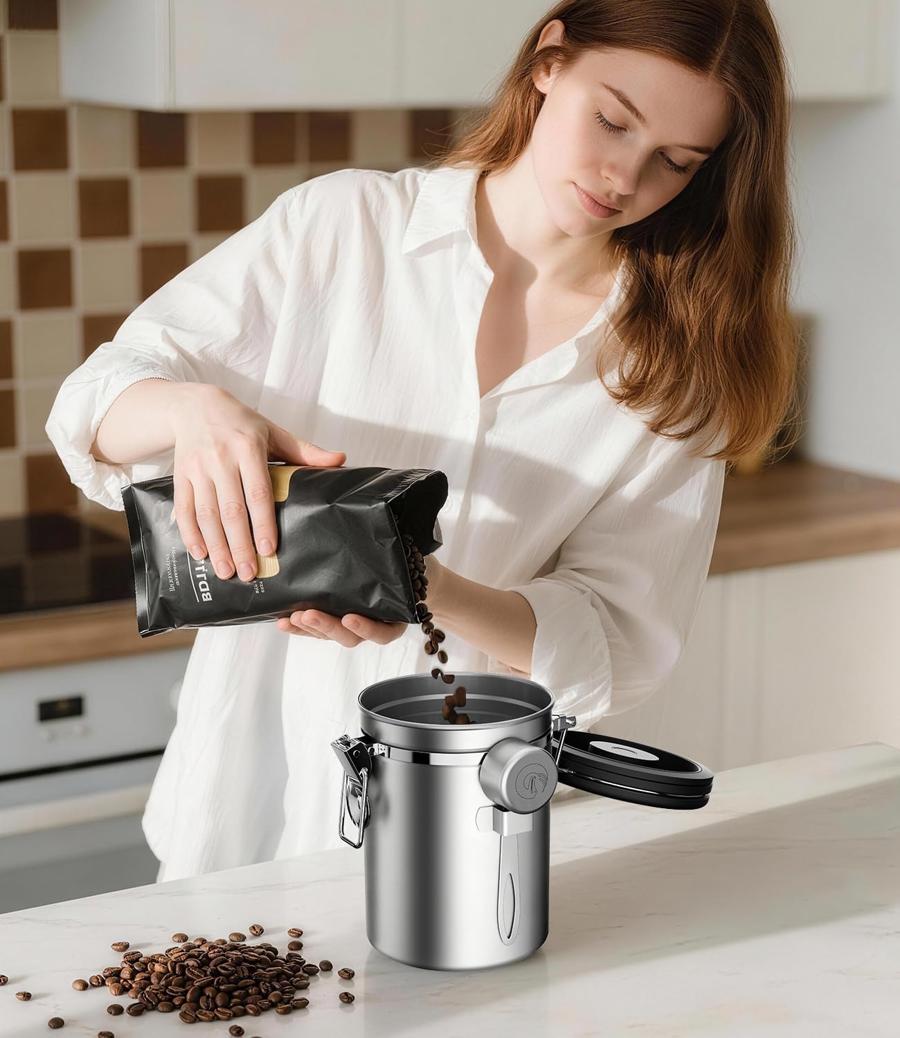 Boîte à café hermétique en inox 0,9L - 31% de remise
