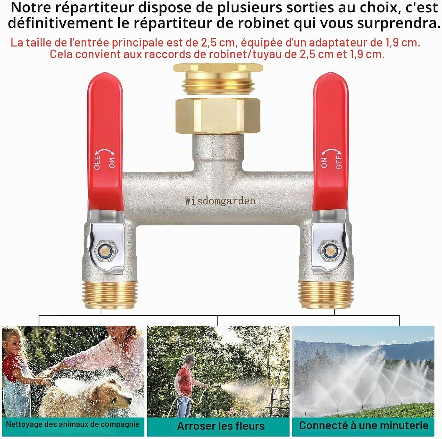 Diviseur d'eau 2 voies en laiton nickelé - 32% de remise