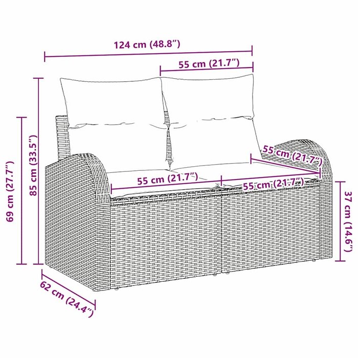 Banc de jardin en polyrotin noir - 124 cm - 35% de remise