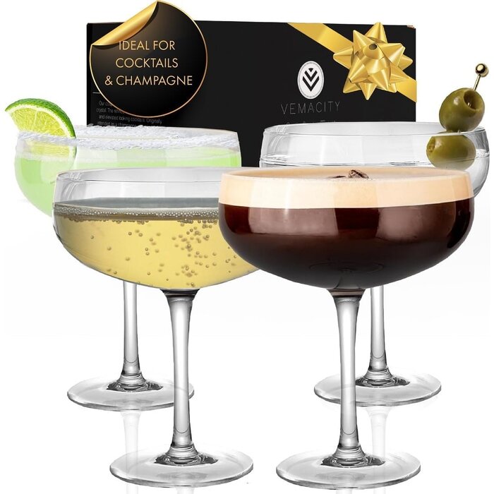 Set de 4 verres à cocktail en cristal - 300 ml - 33% de remise
