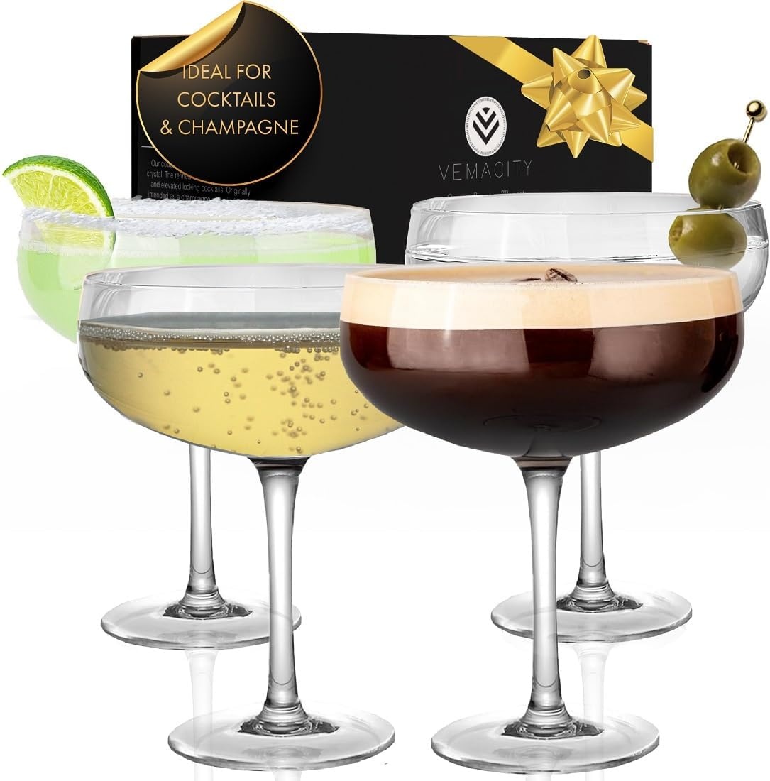 Set de 4 verres à cocktail en cristal - 300 ml - 33% de remise