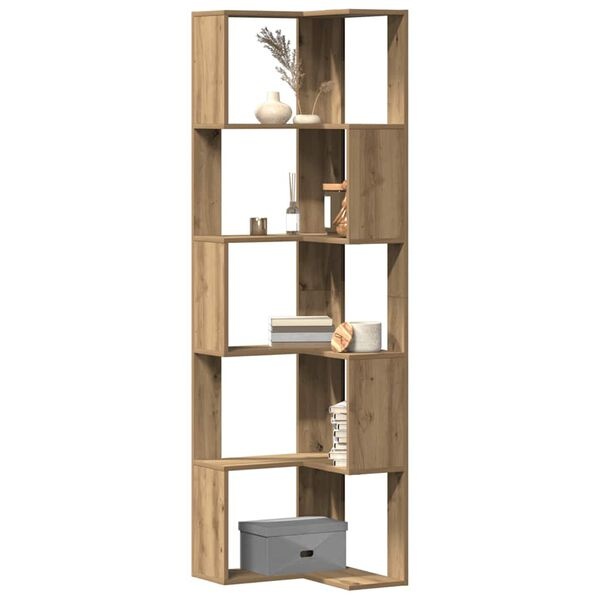 Bibliothèque d'angle 5 niveaux chêne artisanal - 35% de remise