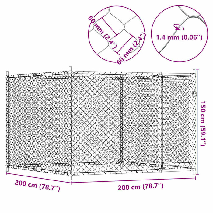 Chenil pour chien en acier galvanisé 2x2x1,5m - 35% de remise