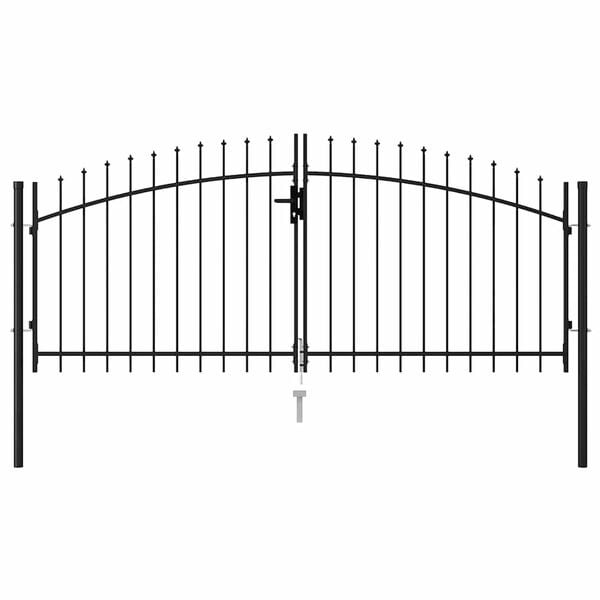 Portail de jardin double 3 x 1,25 m en acier noir - 35% de remise