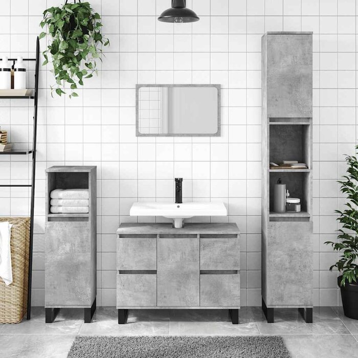 Meuble de salle de bain 80x33x60 cm Gris Béton - 36% de remise