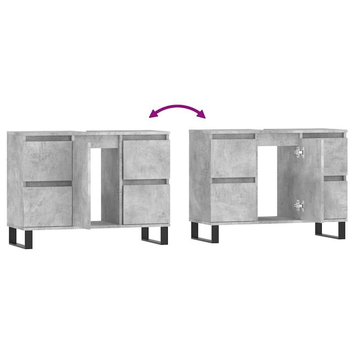 Meuble de salle de bain 80x33x60 cm Gris Béton - 36% de remise