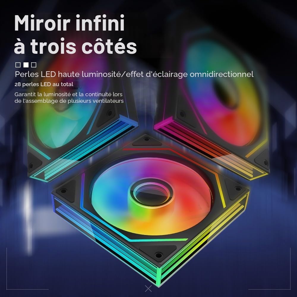 Ventilateur PC 120mm ARGB Miroir Infini - Noir 13x15x3 - 34% de remise
