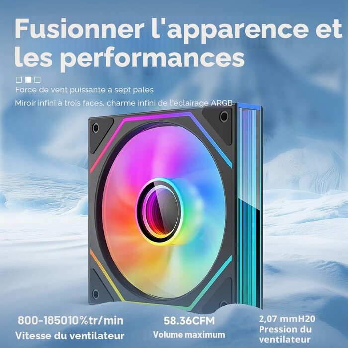 Ventilateur PC 120mm ARGB Miroir Infini - Noir 13x15x3 - 34% de remise