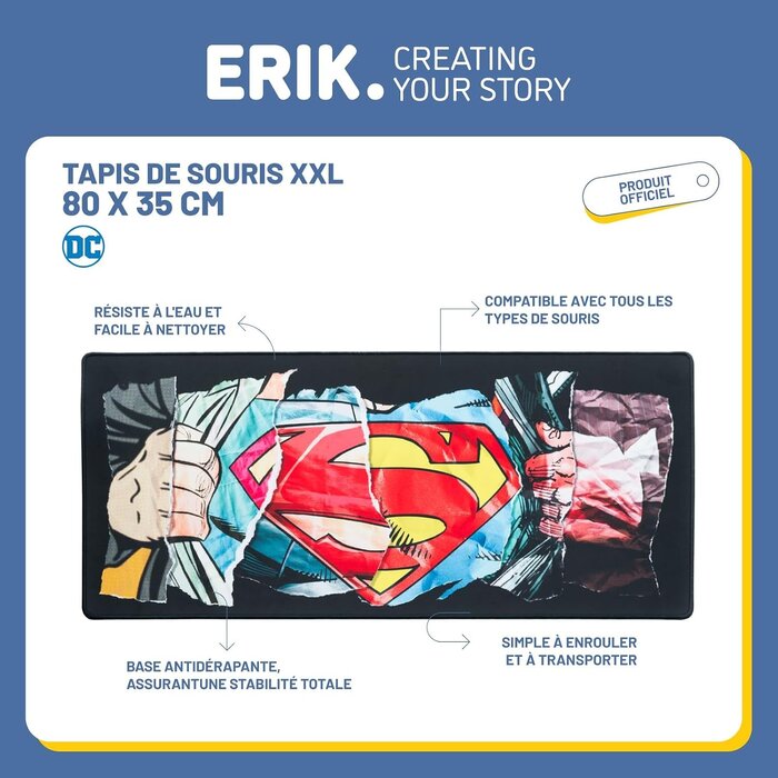 Tapis de souris gaming Superman XXL 80x35 cm - 29% de remise