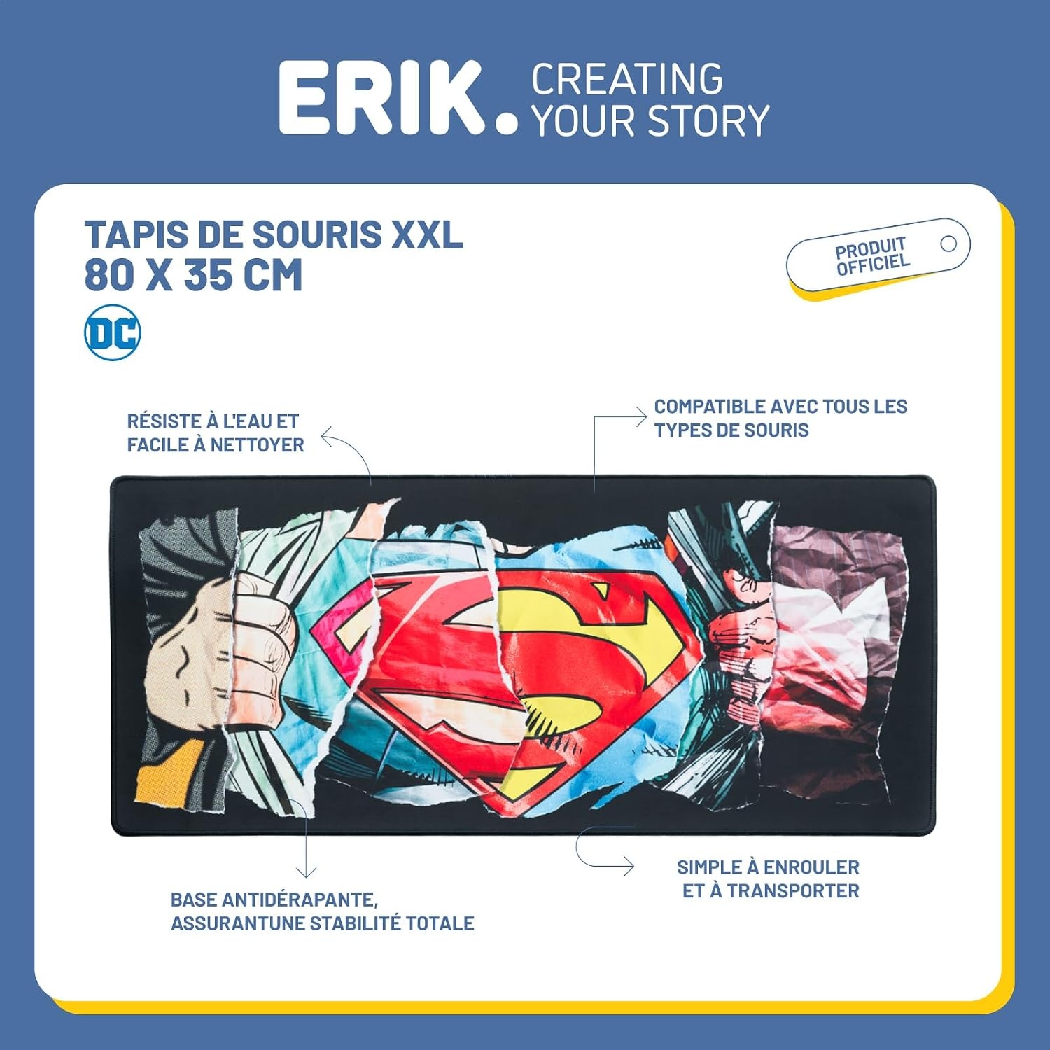 Tapis de souris gaming Superman XXL 80x35 cm - 29% de remise