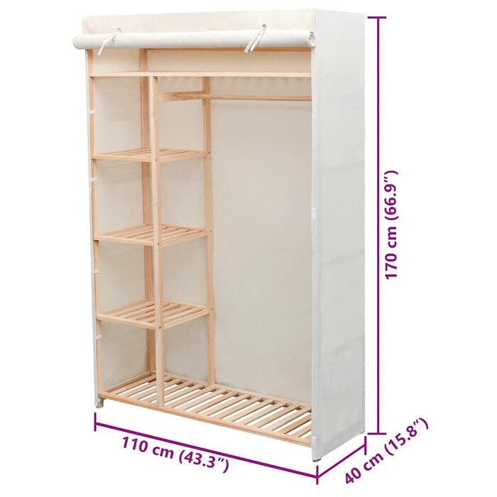 Armoire de rangement bois et tissu 110cm - 52% de remise