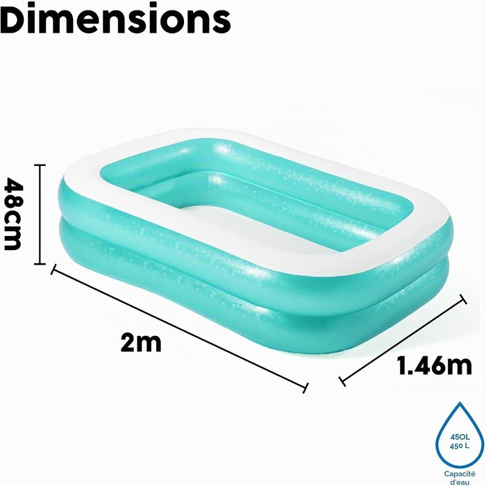 Piscine gonflable familiale 201x150cm - Bleue - 29% de remise