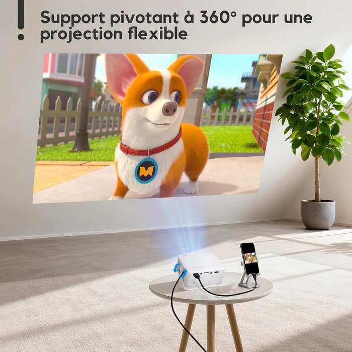 Mini-projecteur Full HD portable avec trépied et rotation 360° - 33% de remise