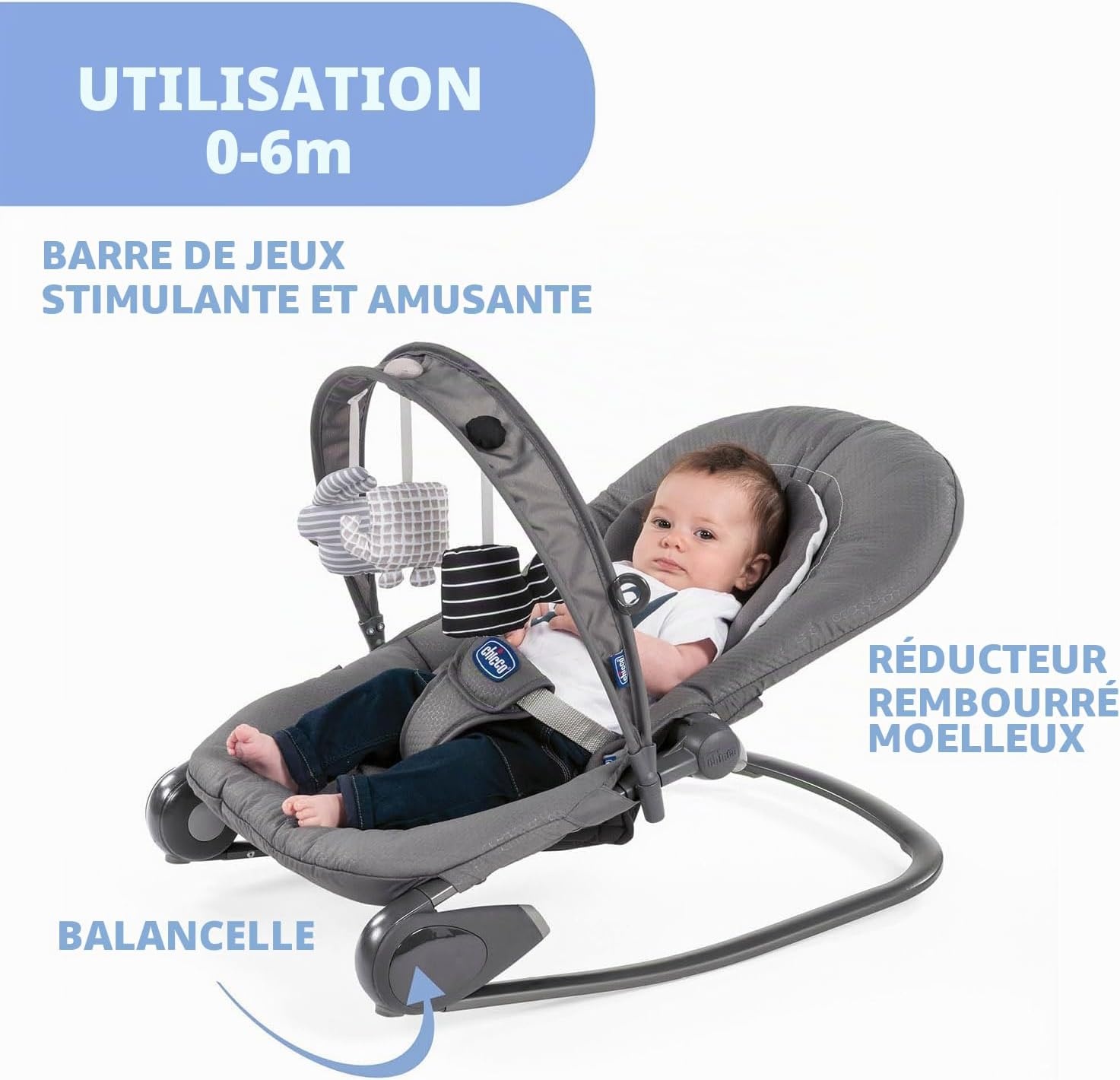 Transat bébé évolutif Moon Grey - 34% de remise