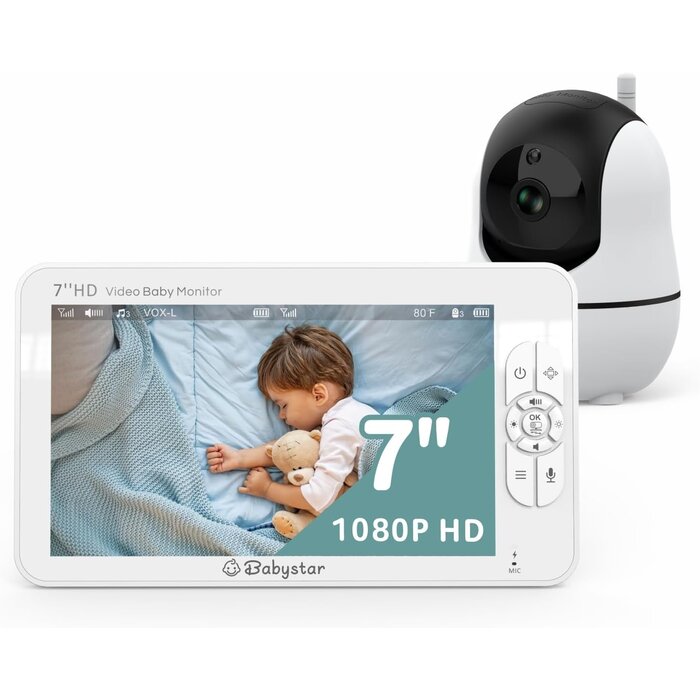Babyphone Vidéo 7 Pouces 1080p - Vision Nocturne - 34% de remise