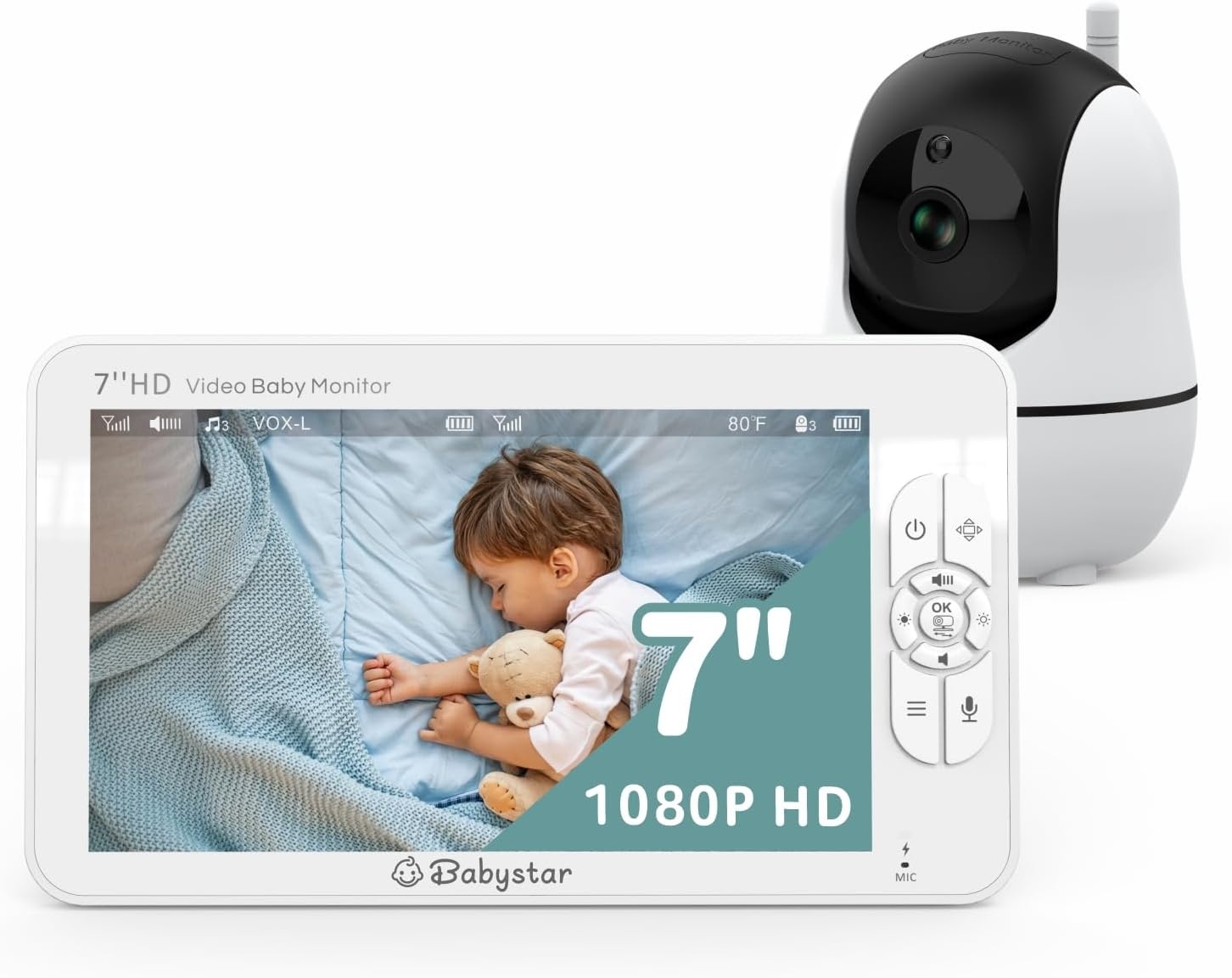 Babyphone Vidéo 7 Pouces 1080p - Vision Nocturne - 34% de remise