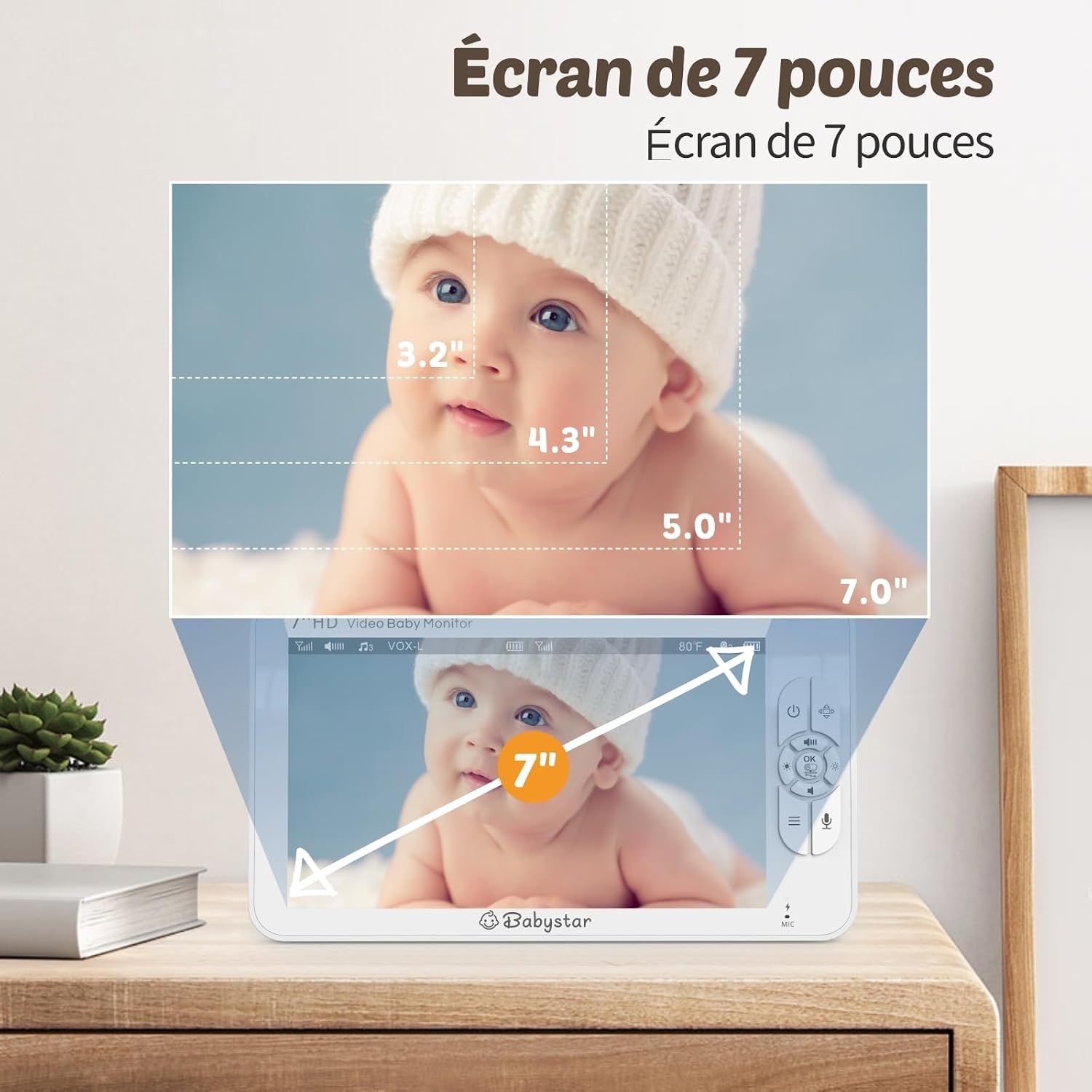 Babyphone Vidéo 7 Pouces 1080p - Vision Nocturne - 34% de remise