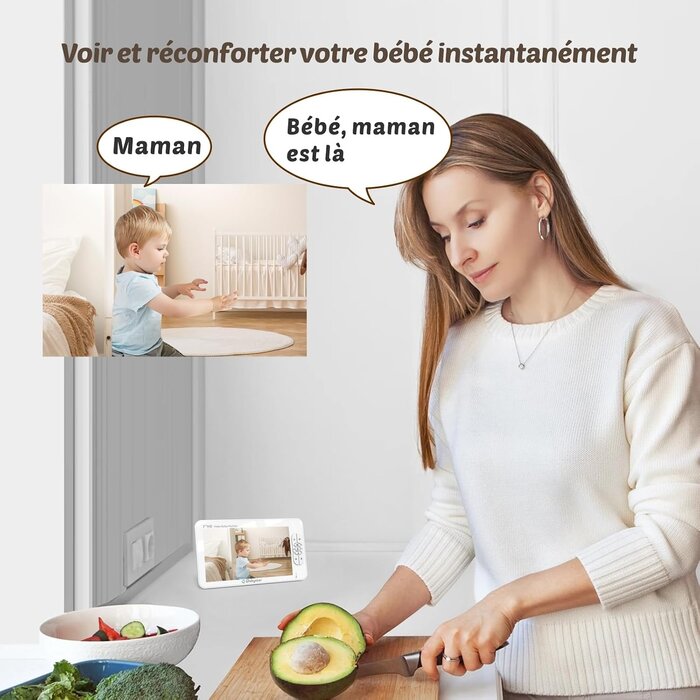 Babyphone Vidéo 7 Pouces 1080p - Vision Nocturne - 34% de remise