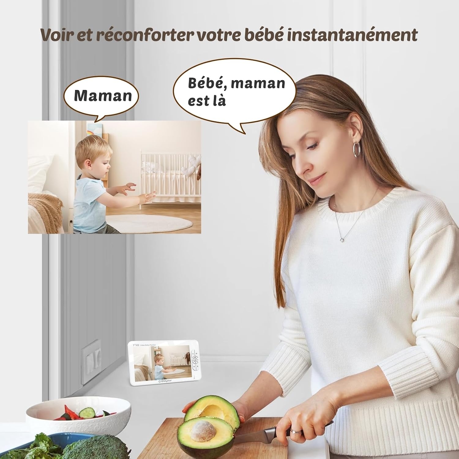 Babyphone Vidéo 7 Pouces 1080p - Vision Nocturne - 34% de remise