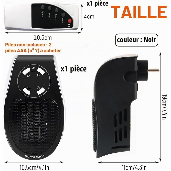 Chauffage d'appoint céramique 500W noir - 29% de remise