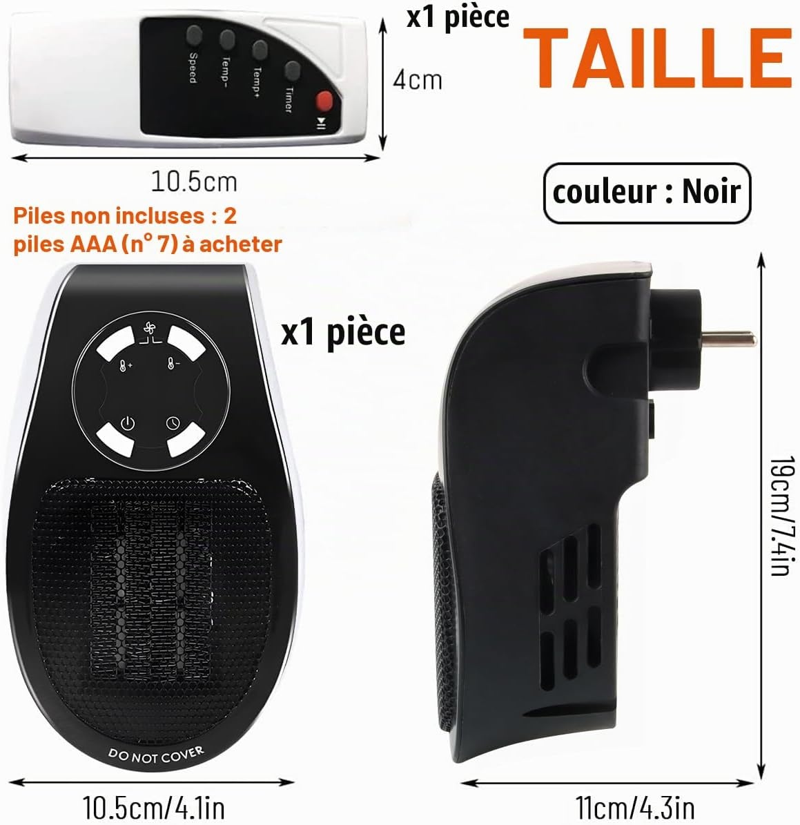 Chauffage d'appoint céramique 500W noir - 29% de remise