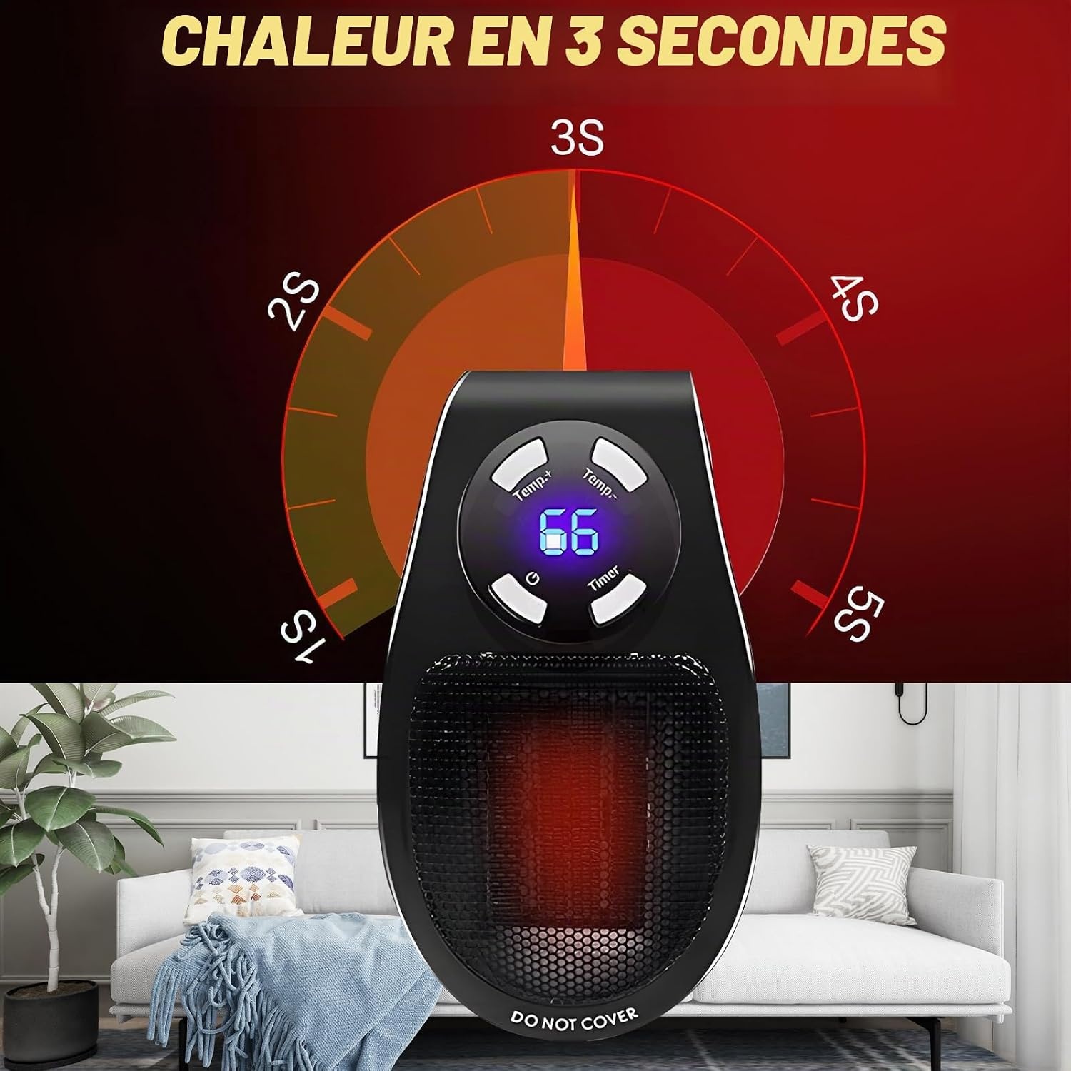 Chauffage d'appoint céramique 500W noir - 29% de remise